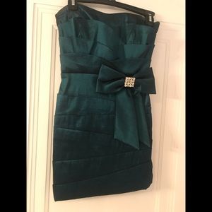 Strapless teal dress